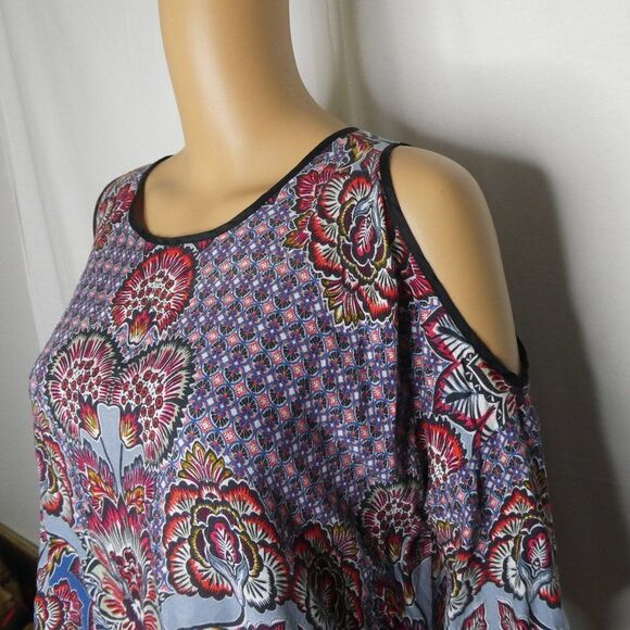 TopShop Floral Cold Shoulder Boho Blouse Shirt Top - Picture 3 of 12